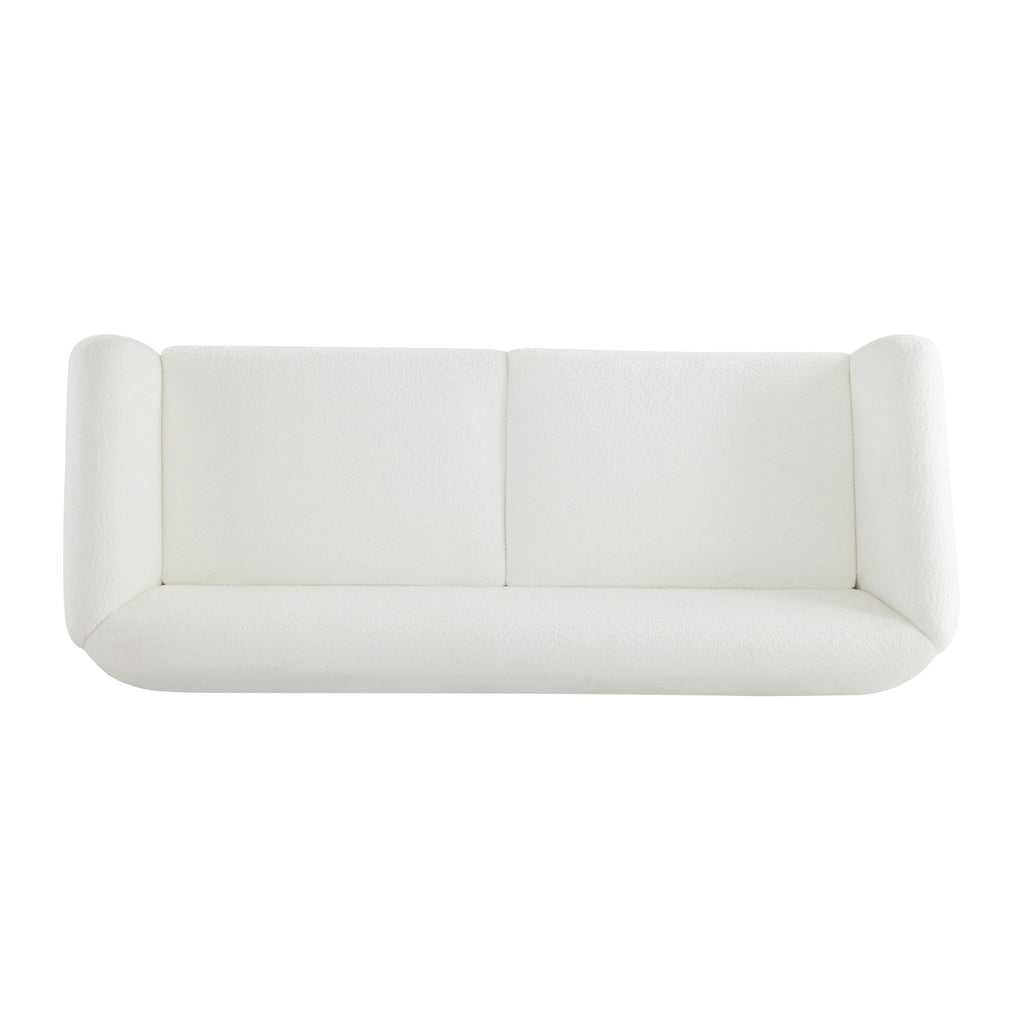 Contemporary Boucle Sherpa Sofa With Birch Wood Legs