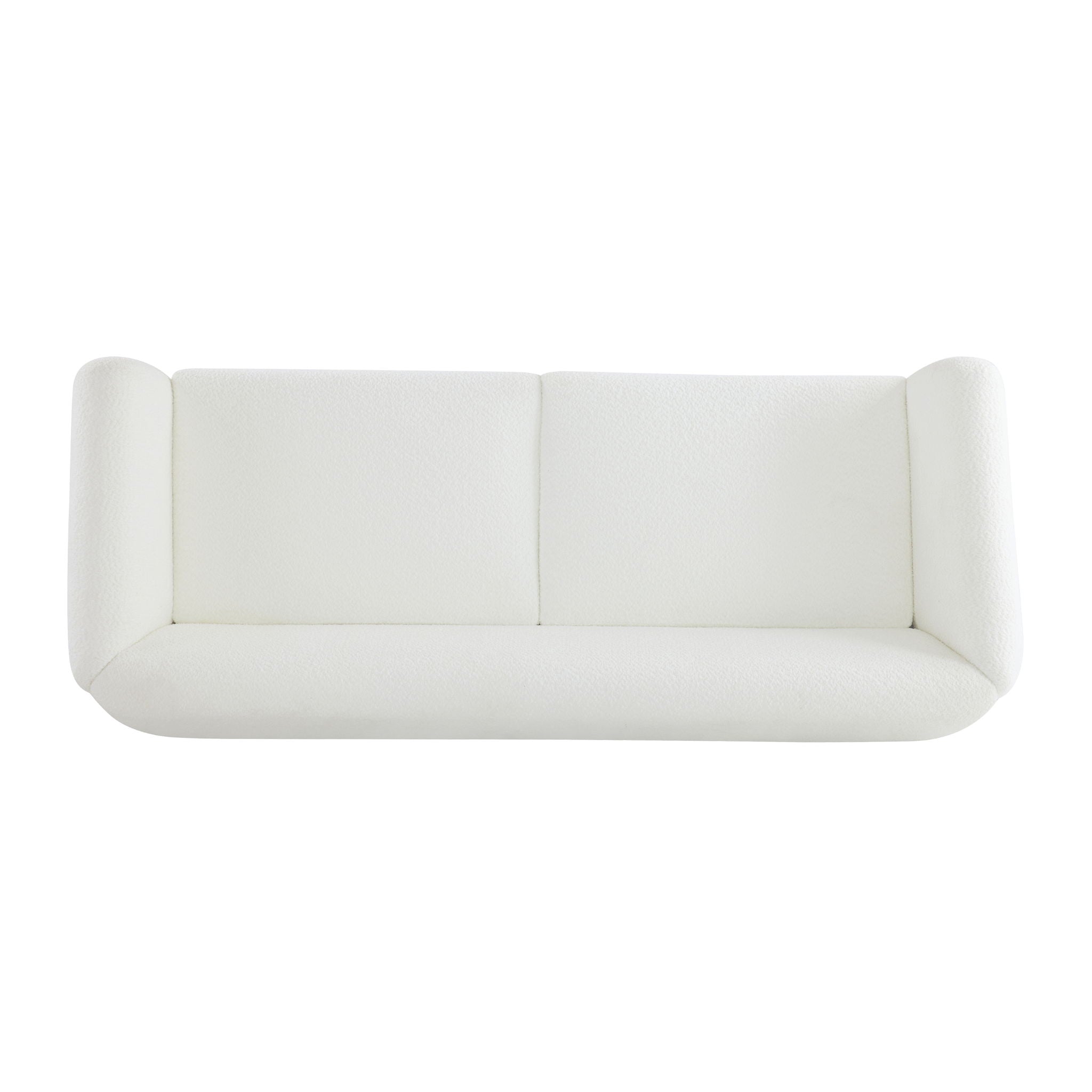 Contemporary Boucle Sherpa Sofa With Birch Wood Legs