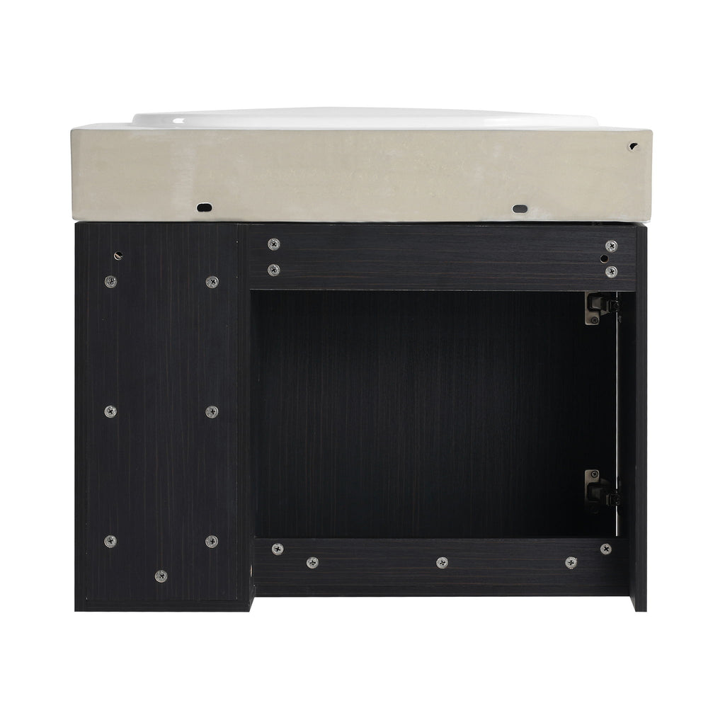 28" Wall Mounted Bathroom Vanity With Sink & Soft Close Door - Black Chestnut
