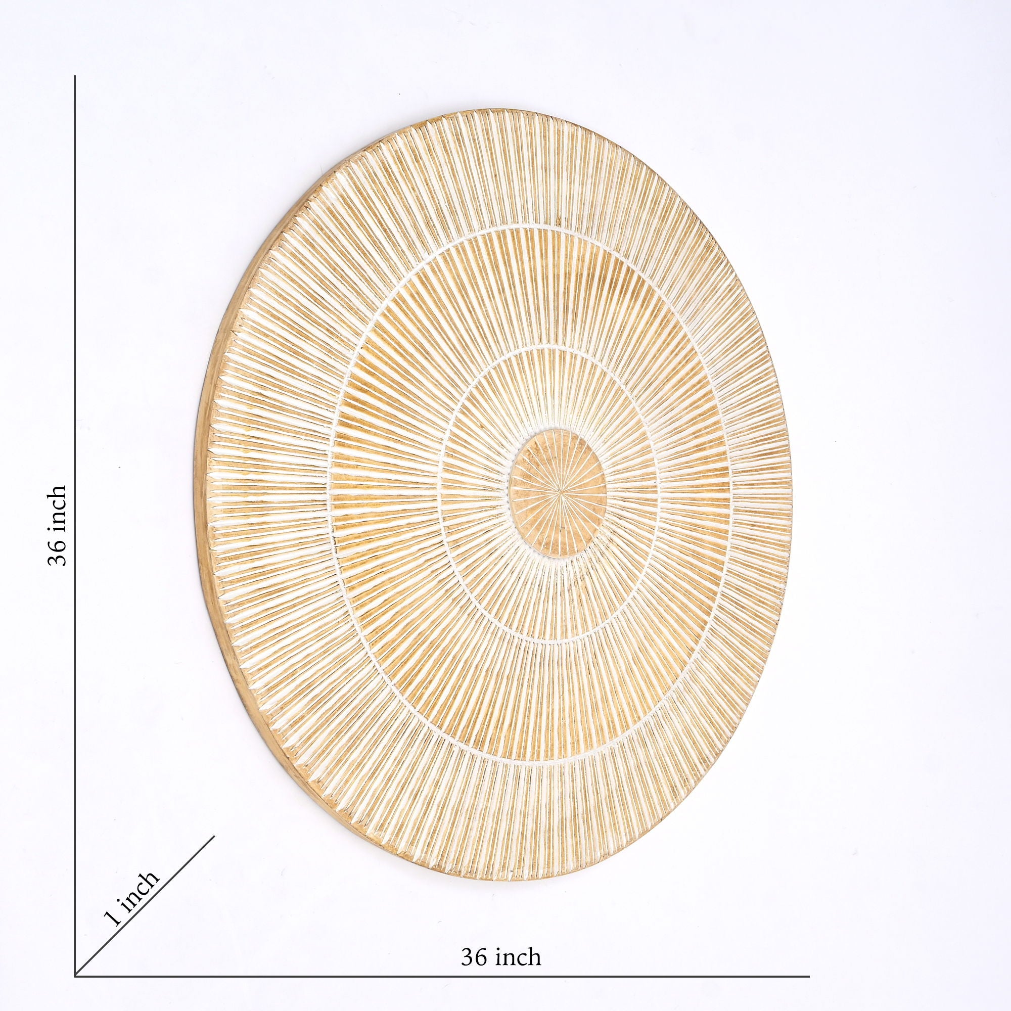 Handcarved Vintage Wheel Wall Decor - Brown / Antique White
