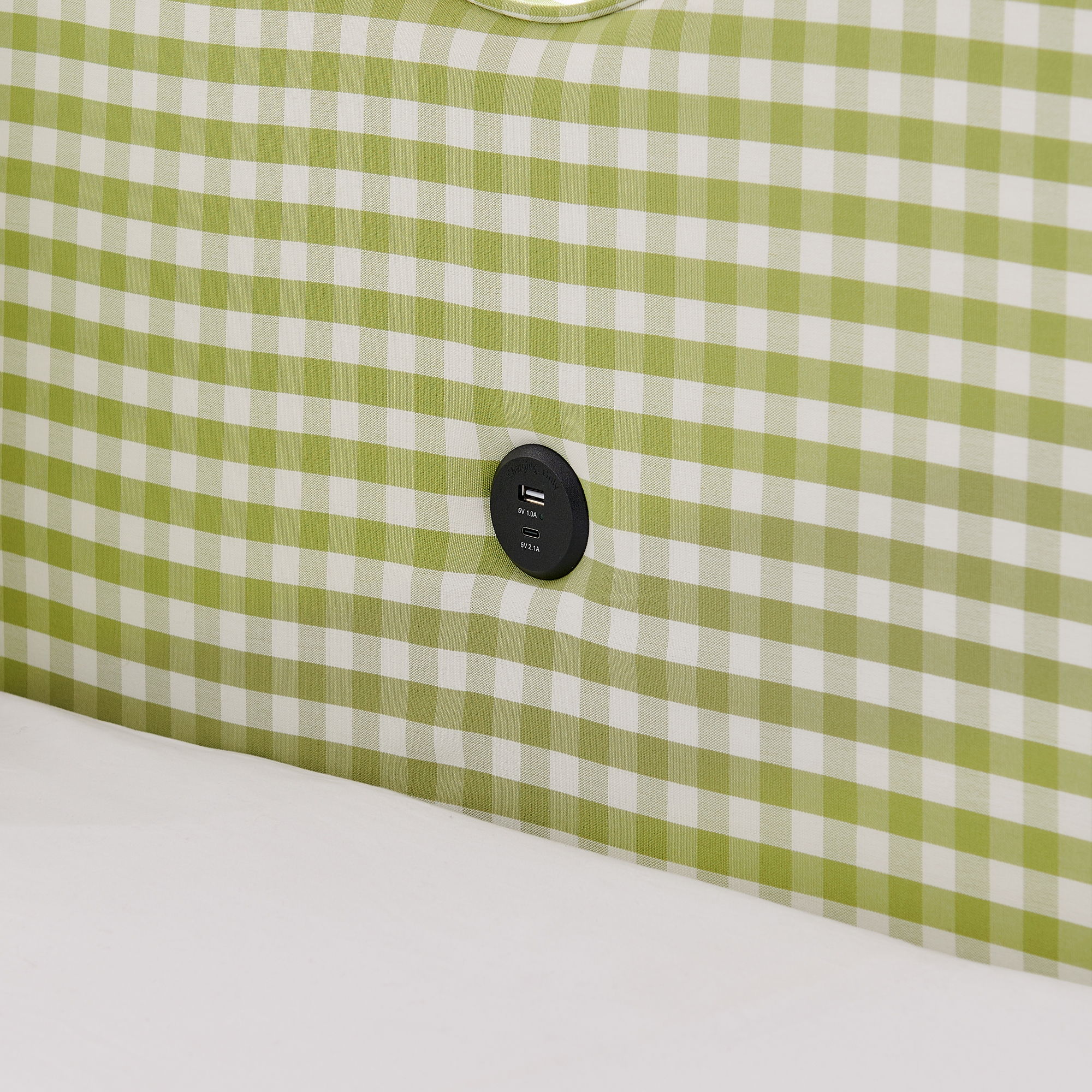 Gingham Daybed & USB Charging Port, Wave-Shaped Design