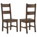 Ladder Back Dining Chairs With Straight Seat (Set of 2) - Brown