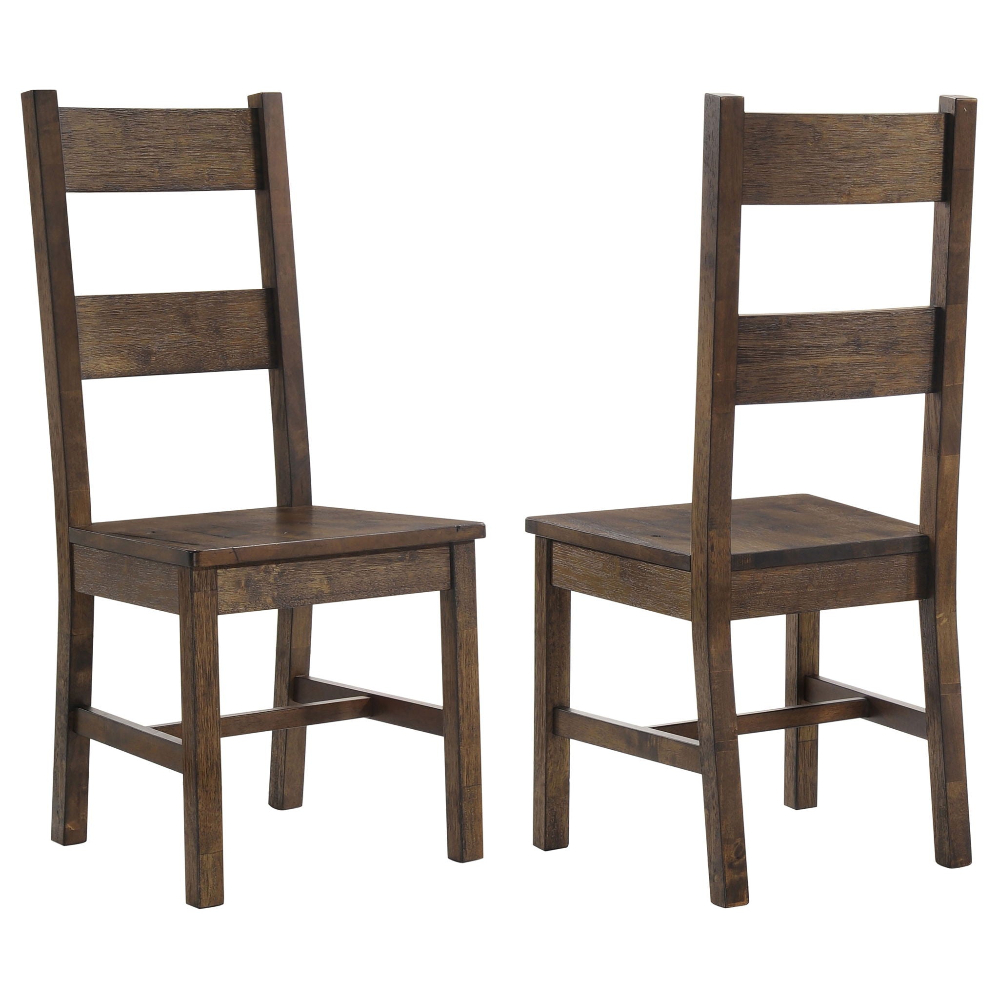 Ladder Back Dining Chairs With Straight Seat (Set of 2) - Brown