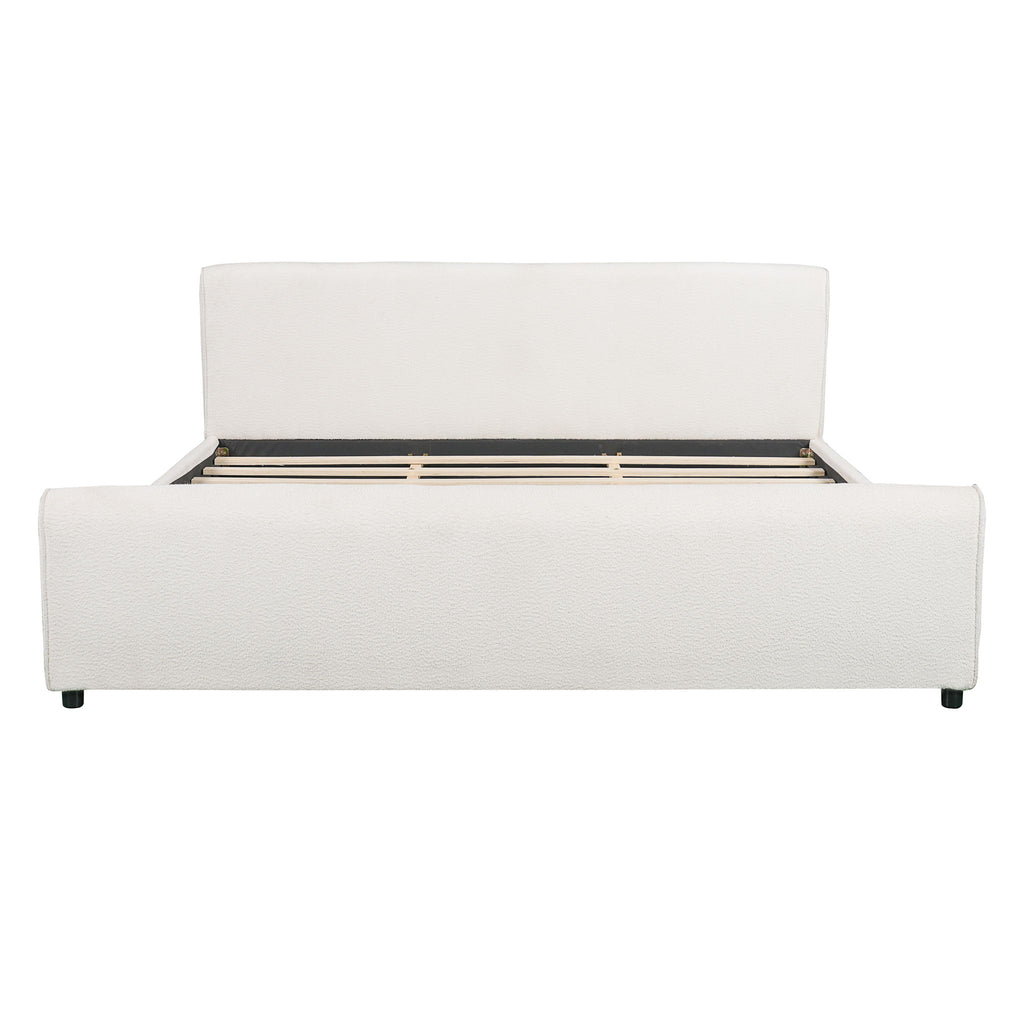 Luxury Upholstered Bed Frame With Curved Headboard & Footboard