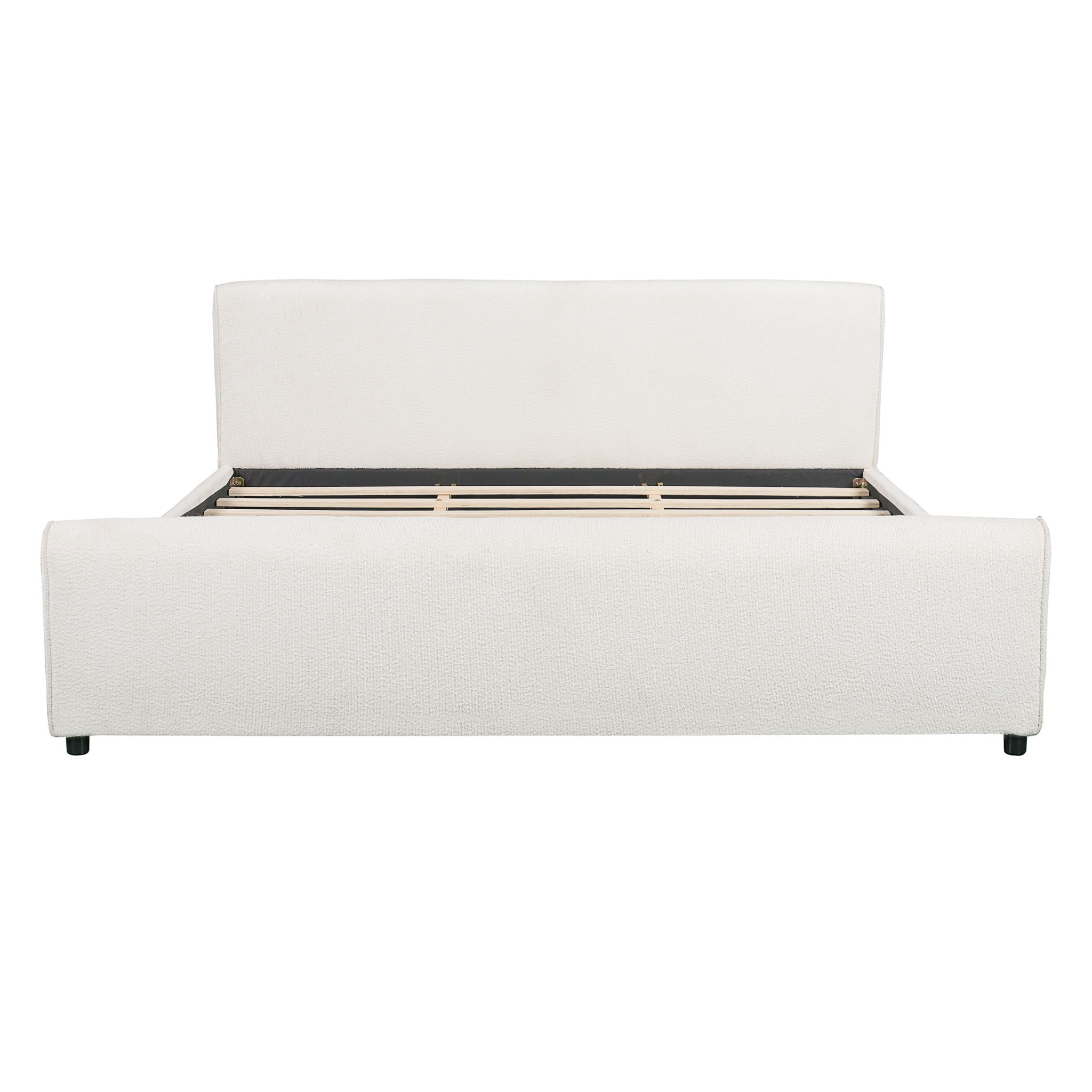 Luxury Upholstered Bed Frame With Curved Headboard & Footboard