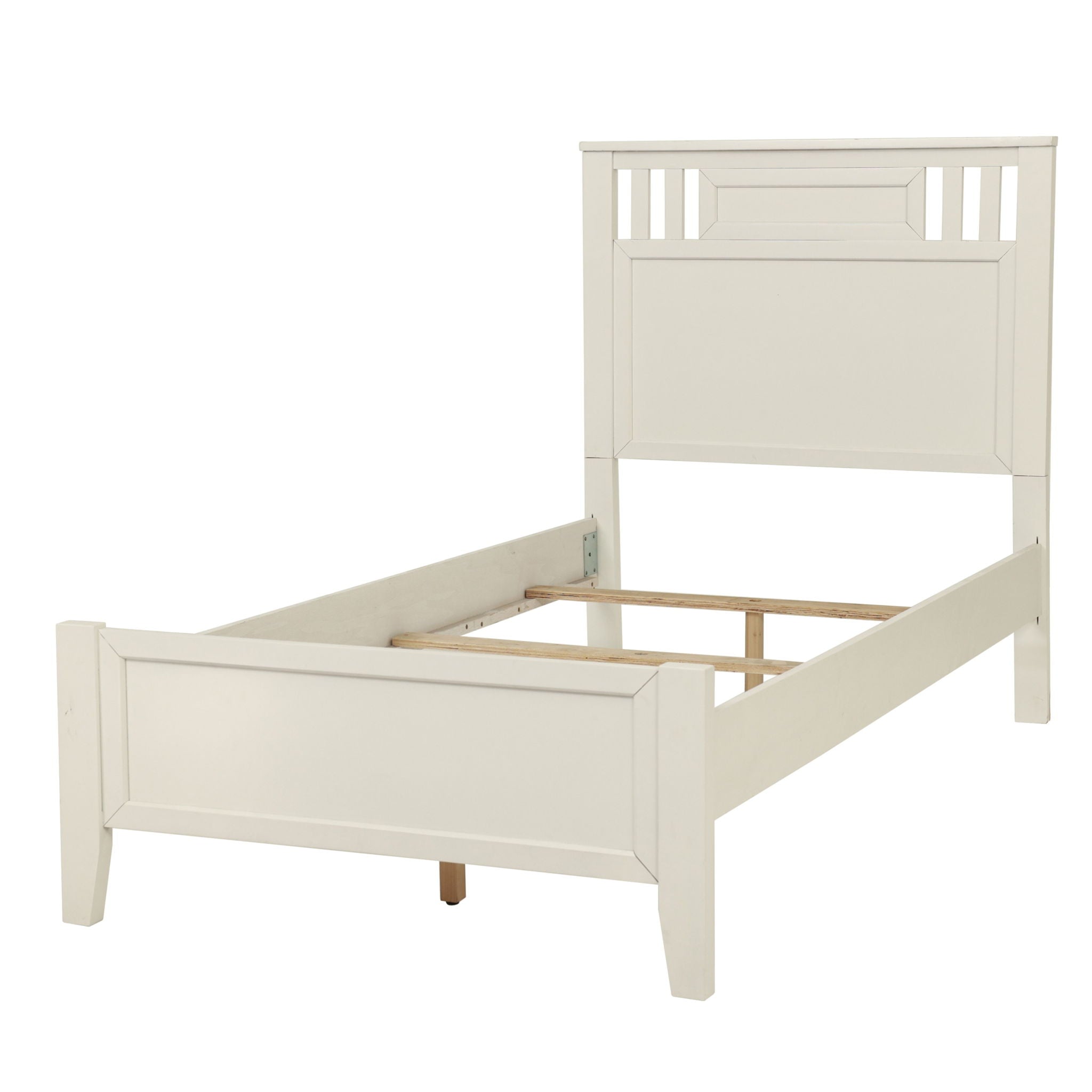 Simple Frame With Headboard And Vertical Carved Design