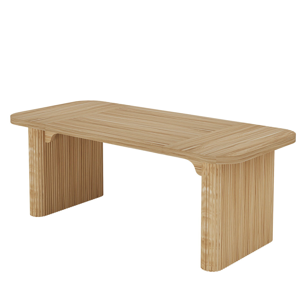 Executive Desk, Large Home Office Computer Workstation With Sturdy Double Pedestal Base, Simple Rectangular Writing & Study Table - Natural Wood