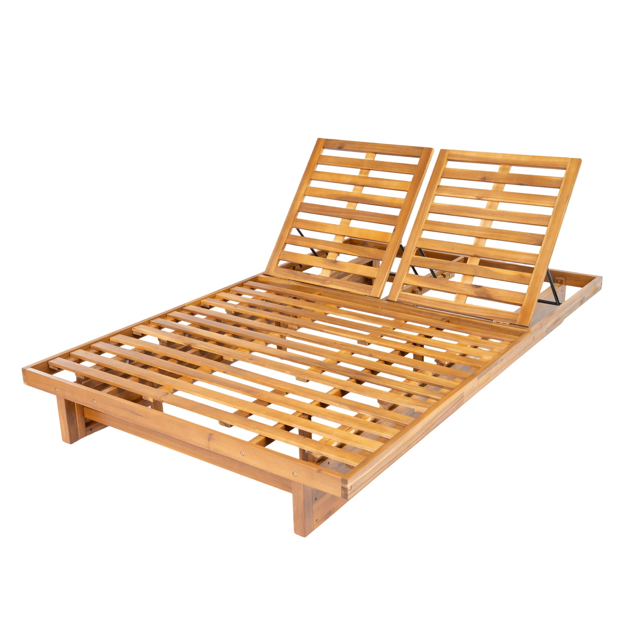 Double Sunlounger With Adjustable Backrest - Beige