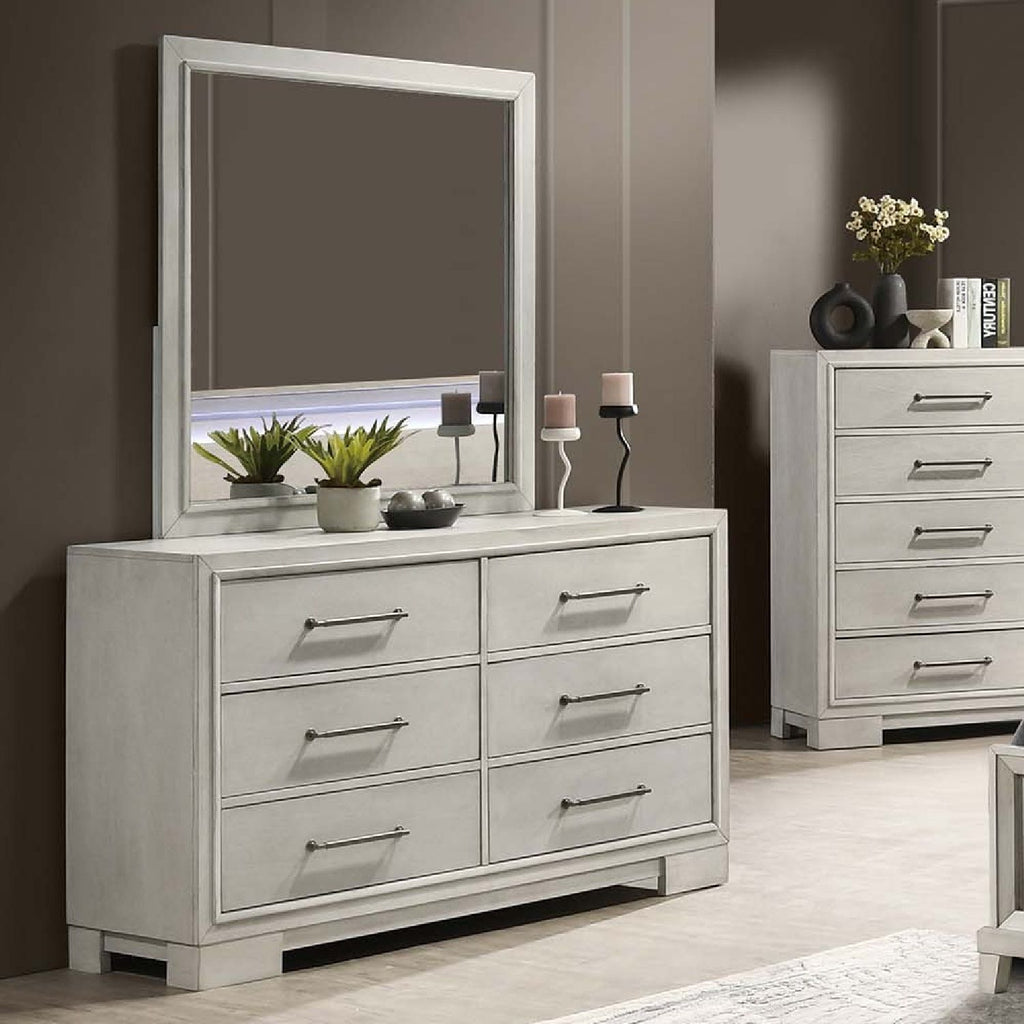 Dresser With Square Legs And Sleek Handles - Antique White