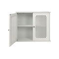 Louvered Double Door Wall Mounted Bathroom Cabinet - White