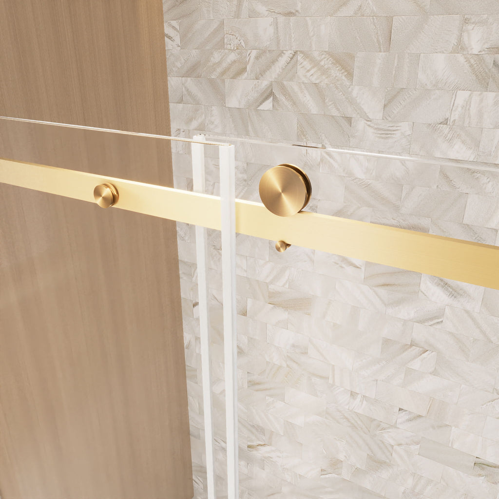 Frameless Single Sliding Shower Door With Handle And Square Tube Track