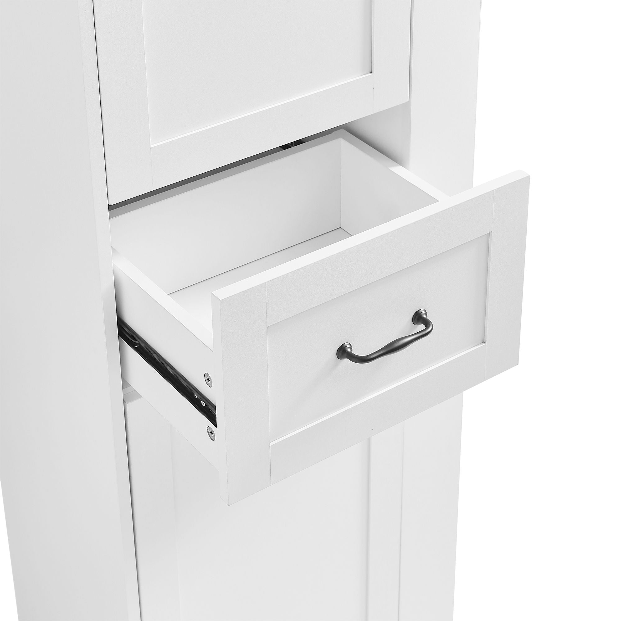 Modern Tall Storage Cabinet With Tilt-Out Compartment, Adjustable Shelves