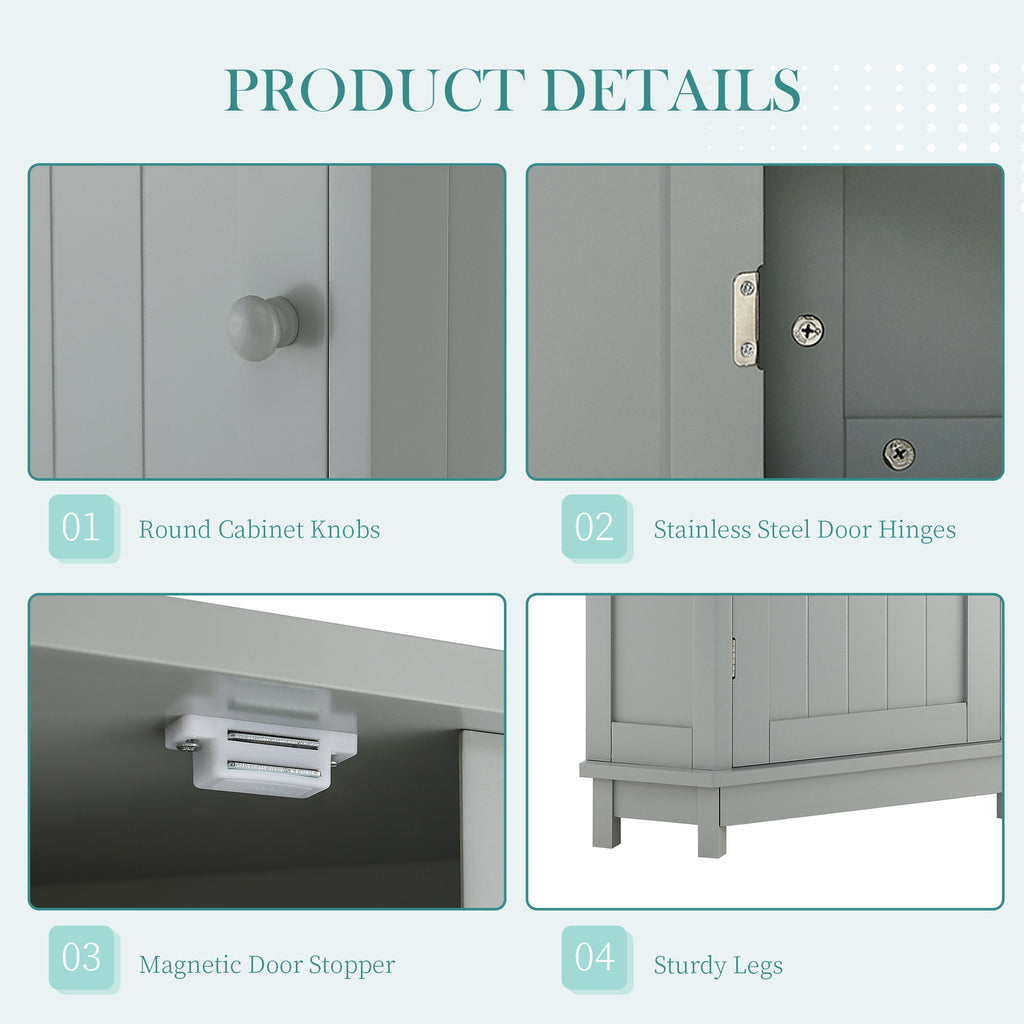 Triangle Corner Bathroom Cabinet With Adjustable Shelf, Storage Unit - Gray