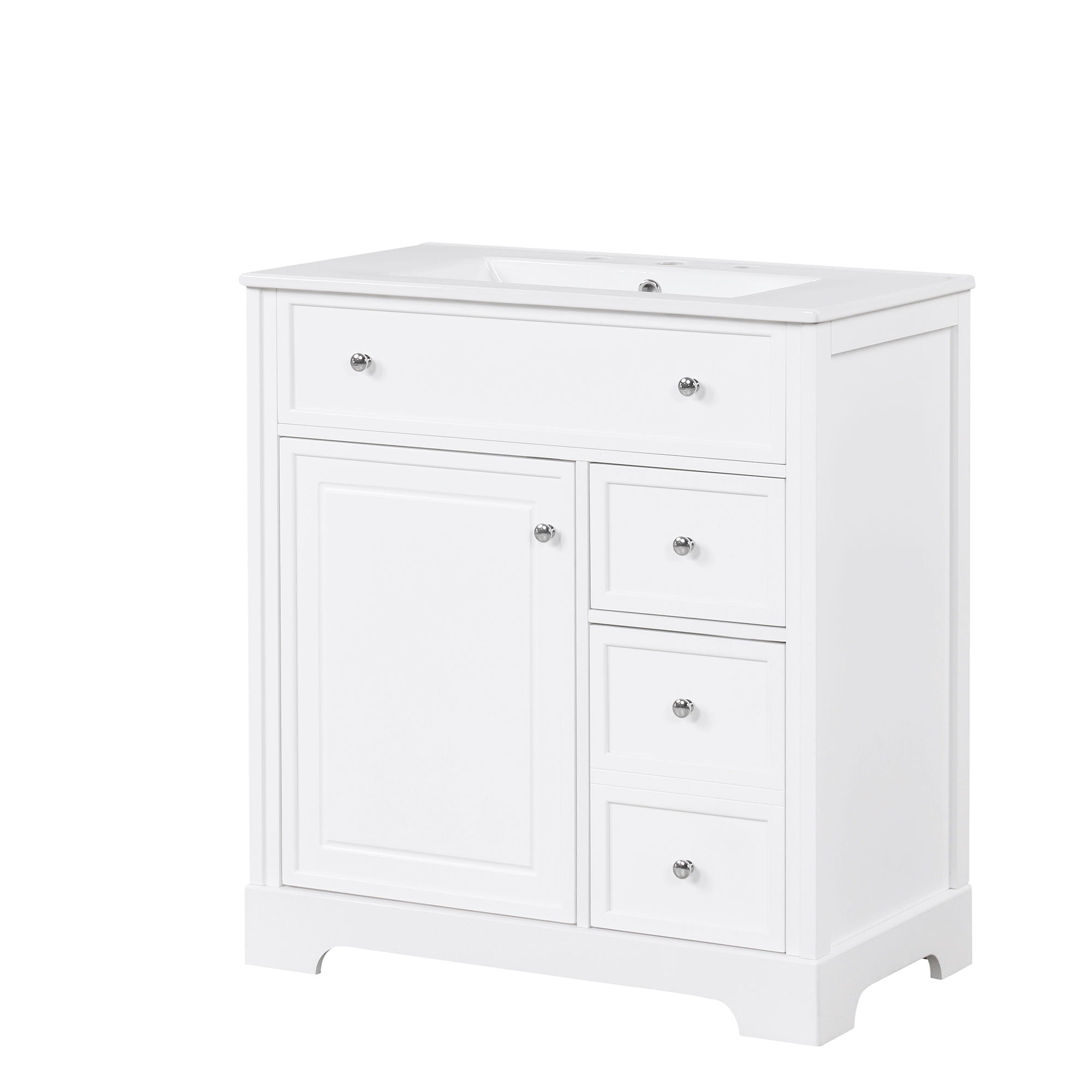 Bathroom Vanity With Sink Top, Cabinet With Door And 2 Drawers - White