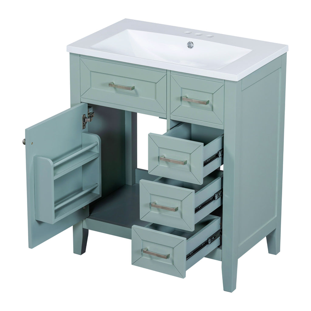 Modern Bathroom Vanity With Sink Combo, 3 Drawers, Undermount Drop-In Sink