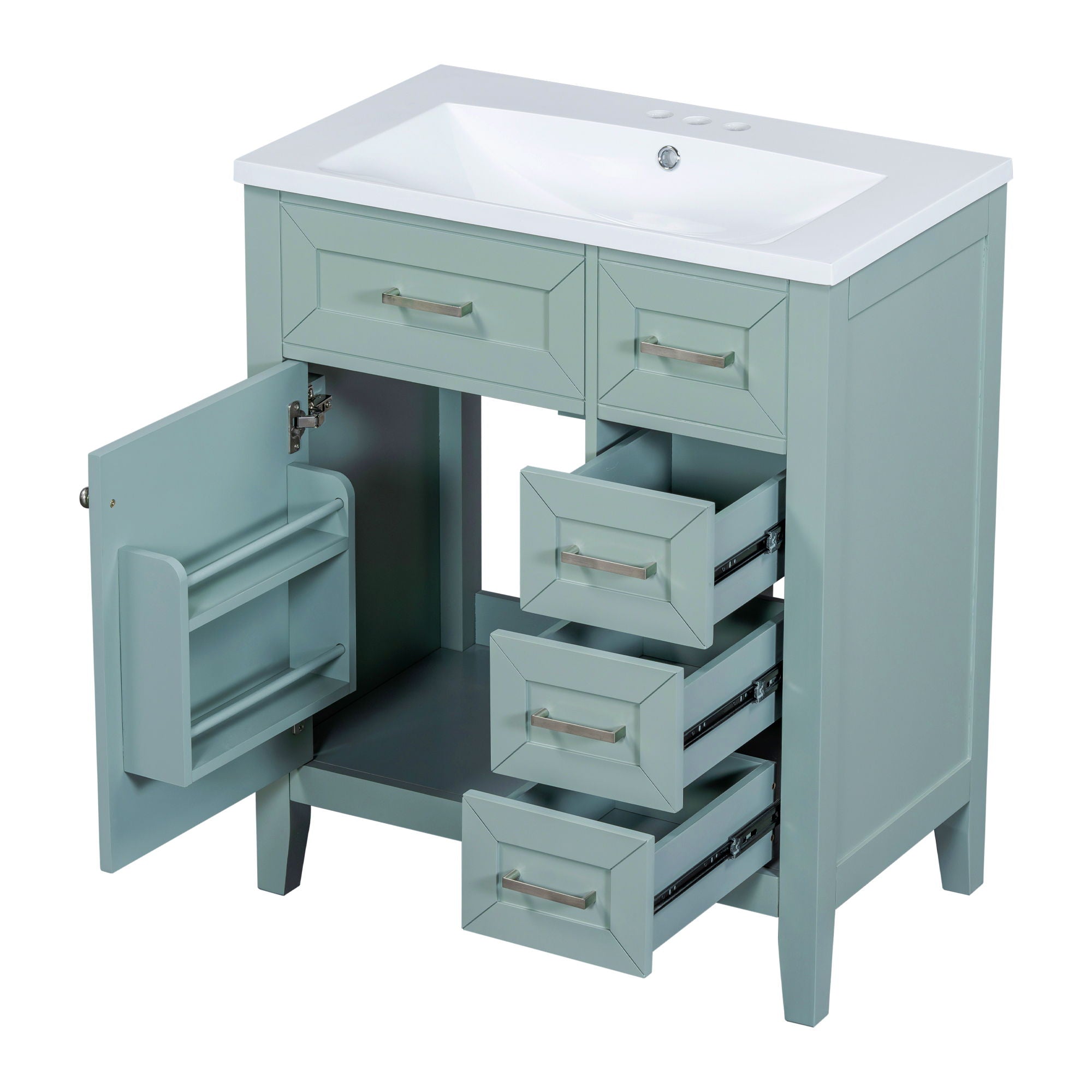 Modern Bathroom Vanity With Sink Combo, 3 Drawers, Undermount Drop-In Sink