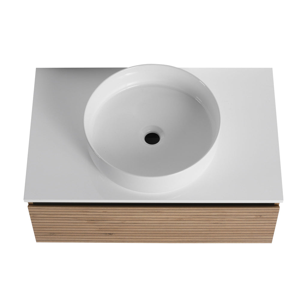 Wall Mounted Bathroom Vanity With Art Sink & 1 Soft Close Drawer