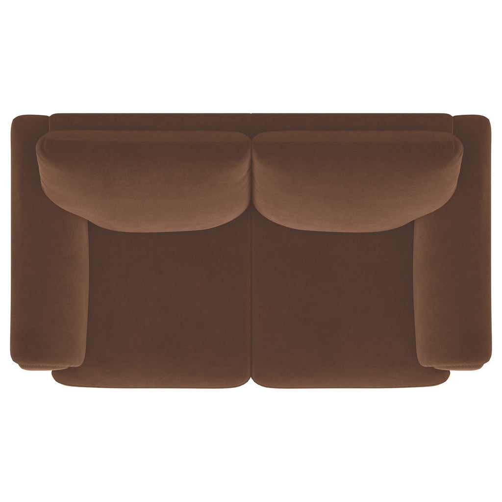 Dania - Upholstered Crescent Loveseat With Curved Tufted Arms - Rust