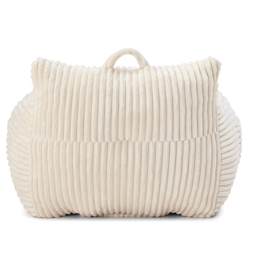 Giant Plush Bean Bag Chair For Adults With Armrests And Footstool - Beige