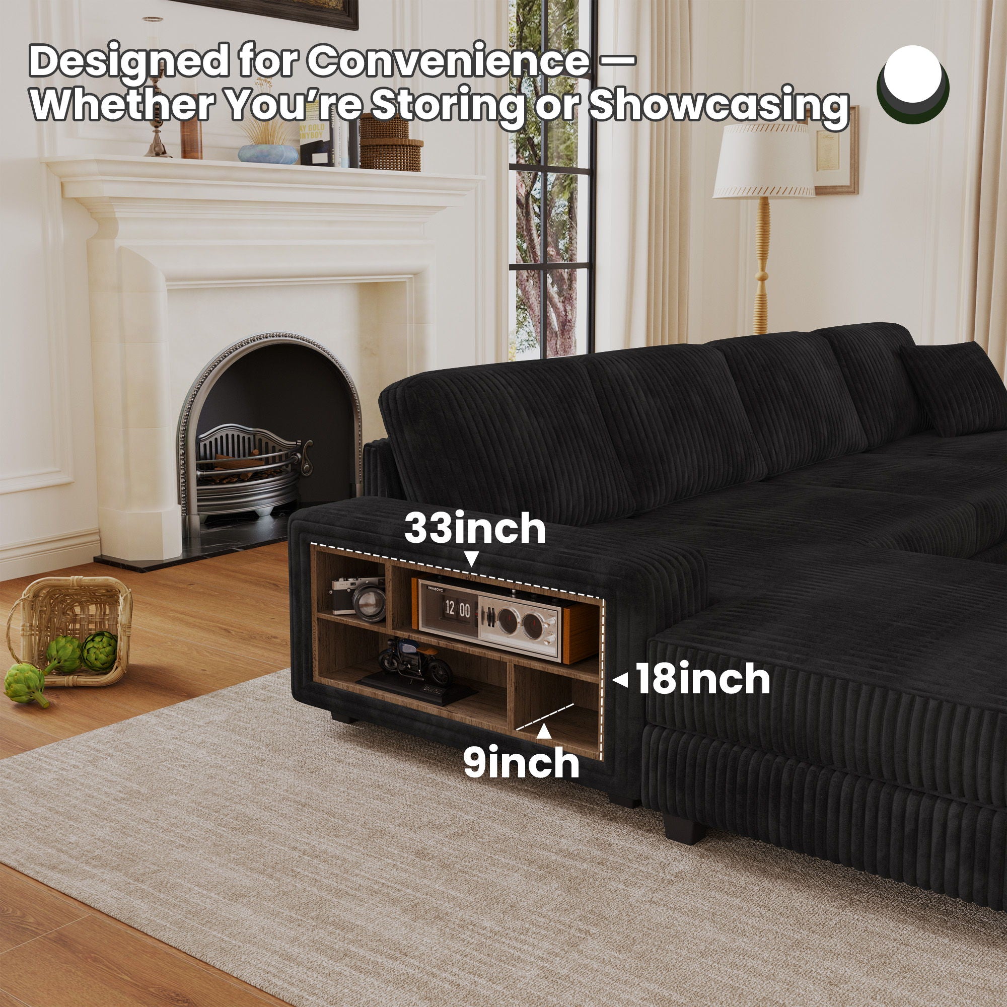 Convertible Sectional Sofa, Sleeper Oversized Living Room Lounge