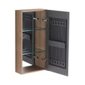 14" Bathroom Mirror Cabinet With Adjustable Shelves, Wall Mounted Medicine Storage Cabinet Frame With Soft Closing Hinges - Imitative Oak