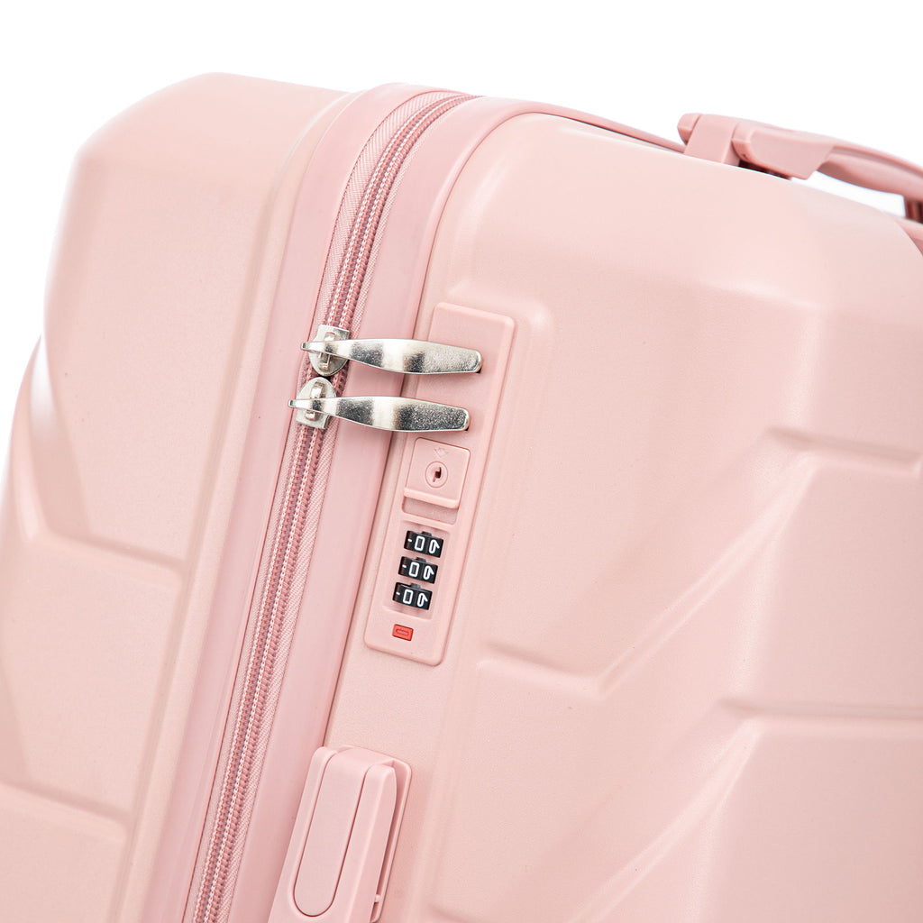 Hard Shell Luggage With Scratch Resistant Surface, 4 Wheels, Combination Lock & Side Hooks