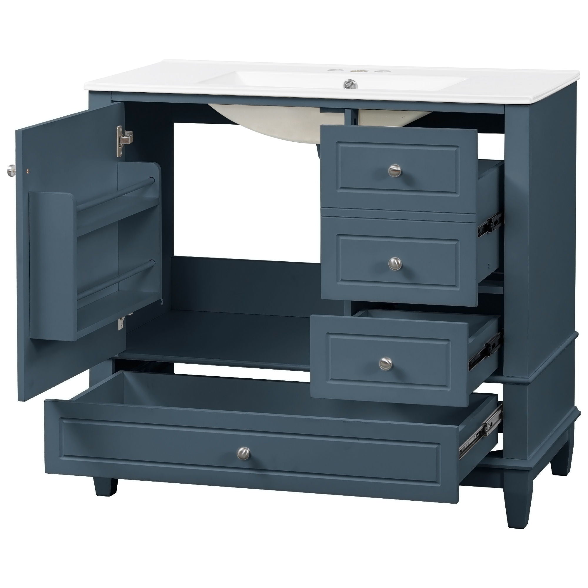 Modern Bathroom Vanity With Sink, 3 Drawers & Cabinet