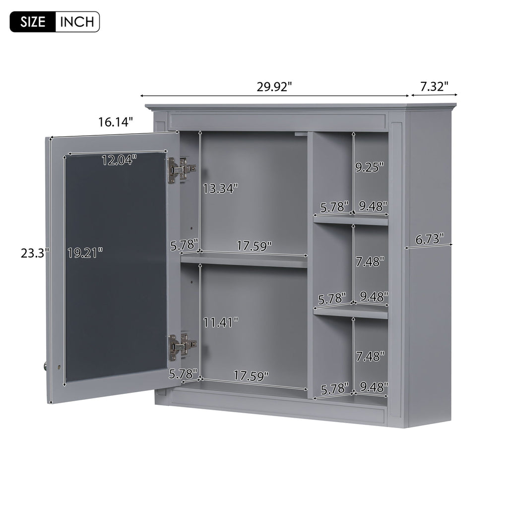 Bathroom Vanity With Medicine Cabinet, Royal Mirror Cabinet, Modern Bathroom Storage Cabinet With 2 Soft Closing Doors And 4 Drawers