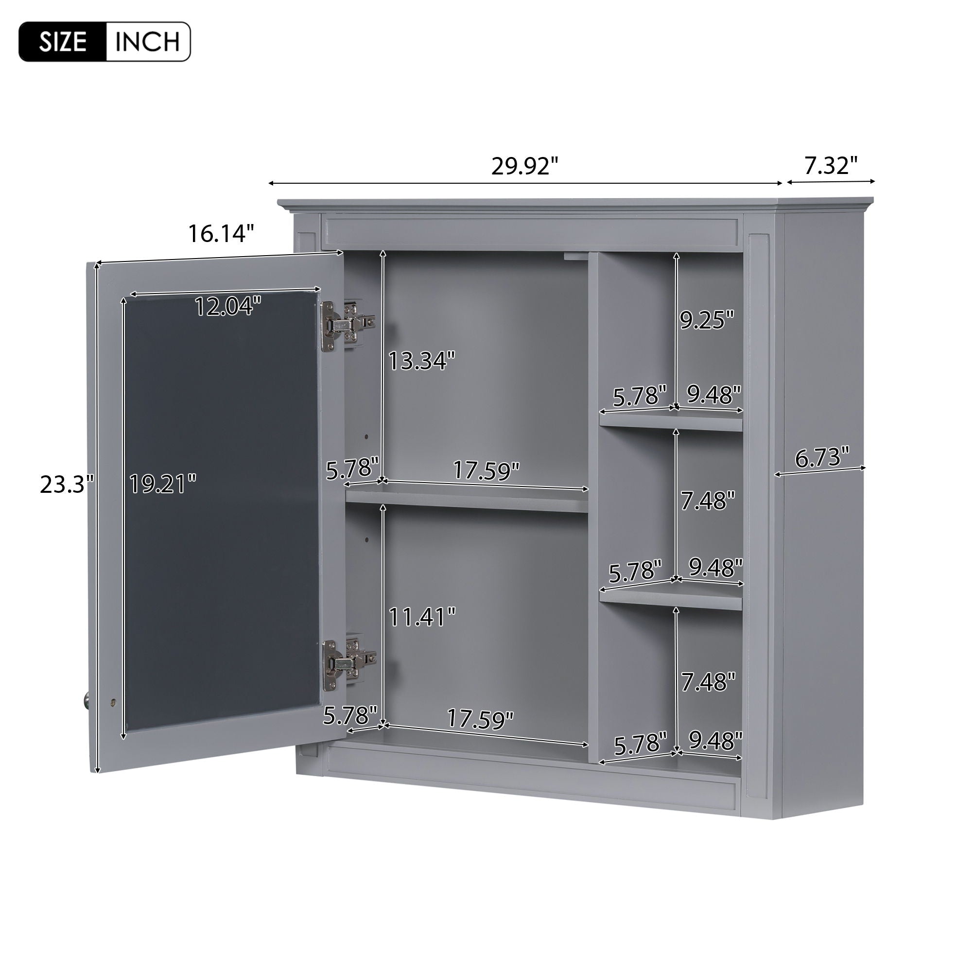 Bathroom Vanity With Medicine Cabinet, Royal Mirror Cabinet, Modern Bathroom Storage Cabinet With 2 Soft Closing Doors And 4 Drawers