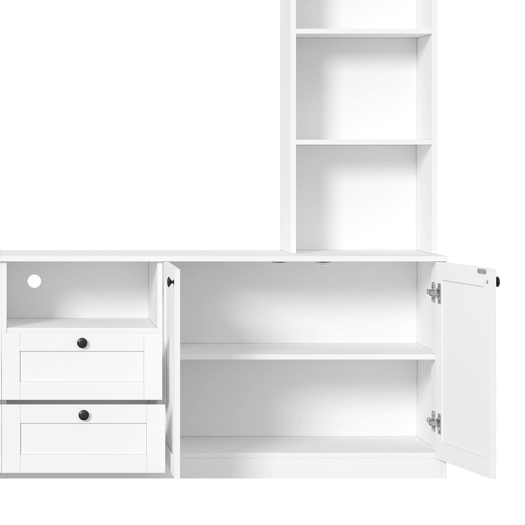 Farmhouse Elegant Entertainment Center Wall Unit With 4 Drawers