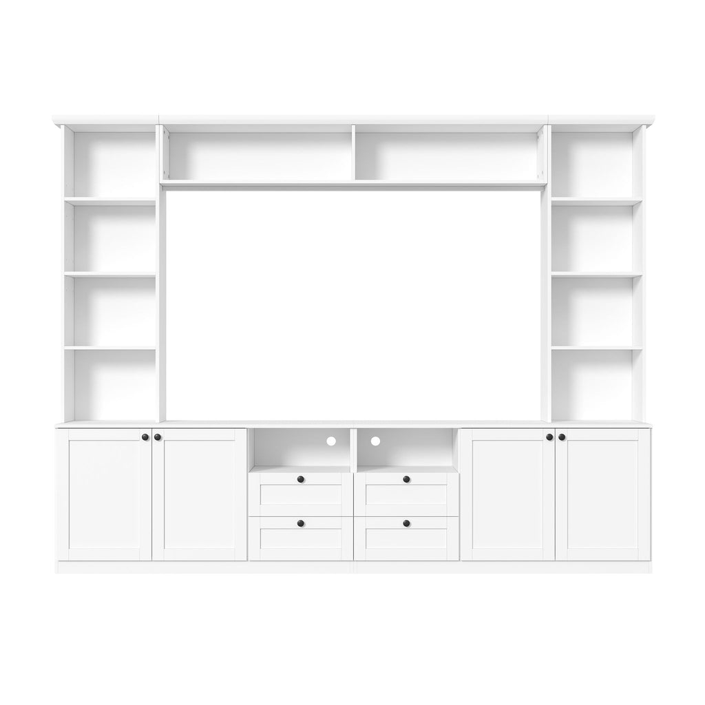 Farmhouse Elegant Entertainment Center Wall Unit With 4 Drawers