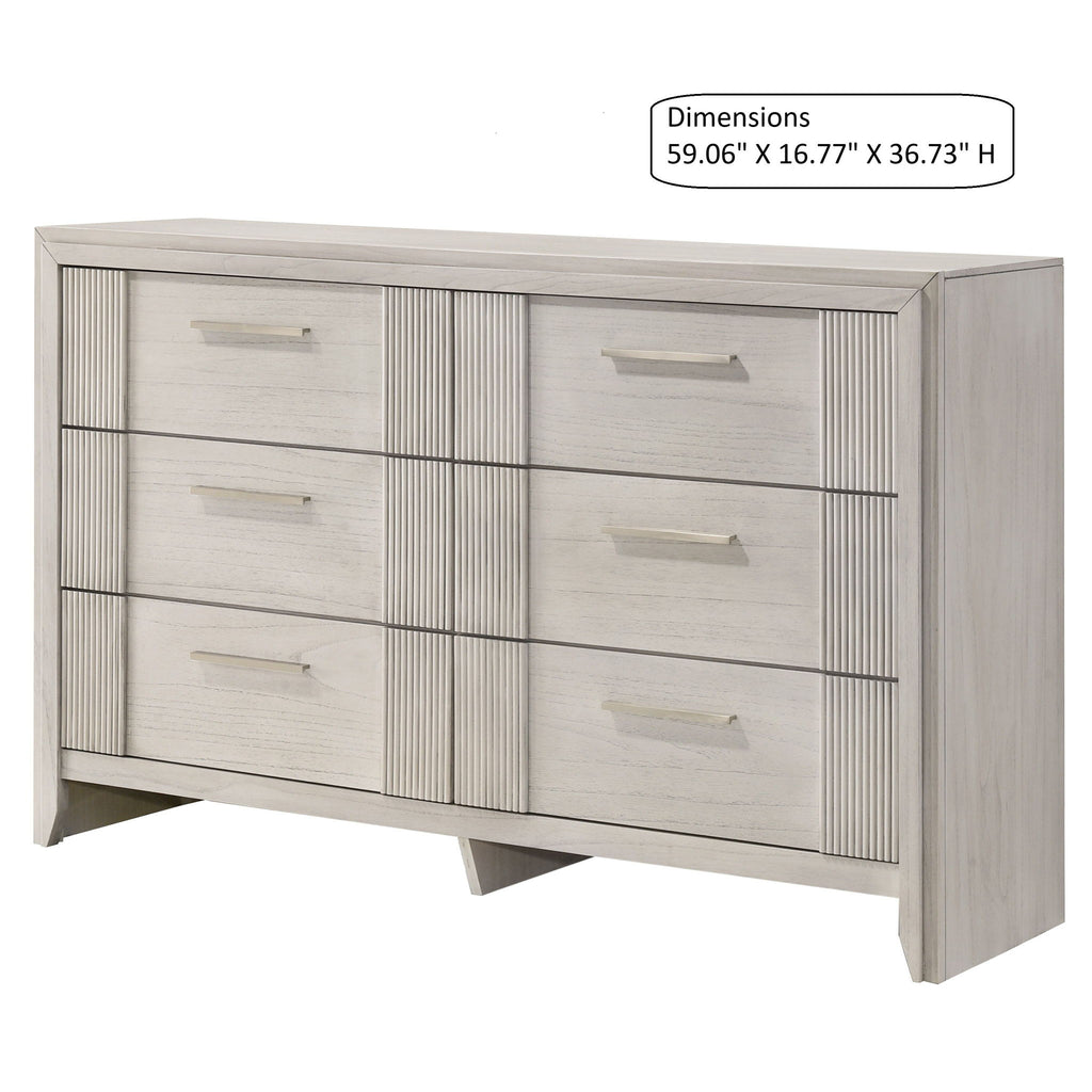 6 Drawer Storage Dresser Furniture - Antique White