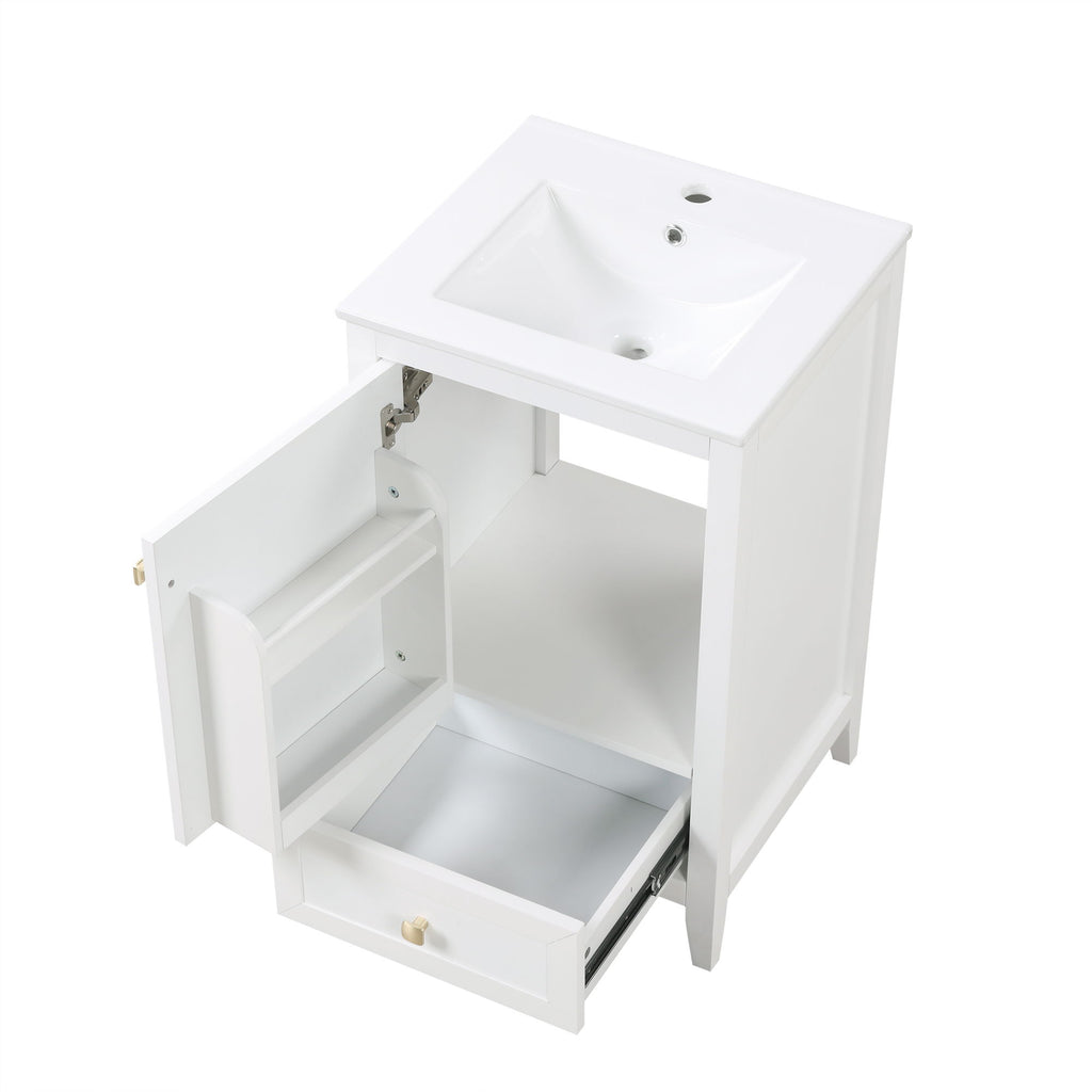 Bathroom Vanity With Sink, Soft Closing Cabinet Door, Storage Rack And Drawer