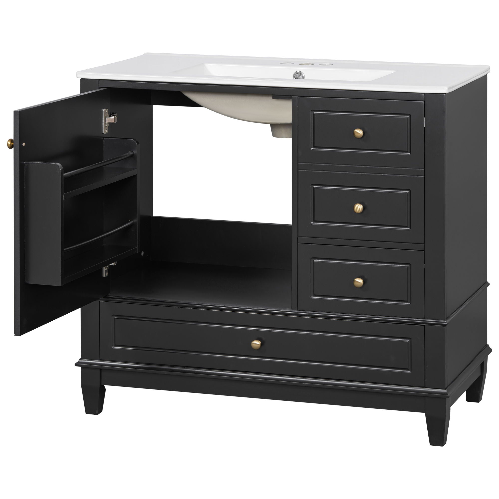 Modern Bathroom Vanity With Sink, 3 Drawers & Cabinet