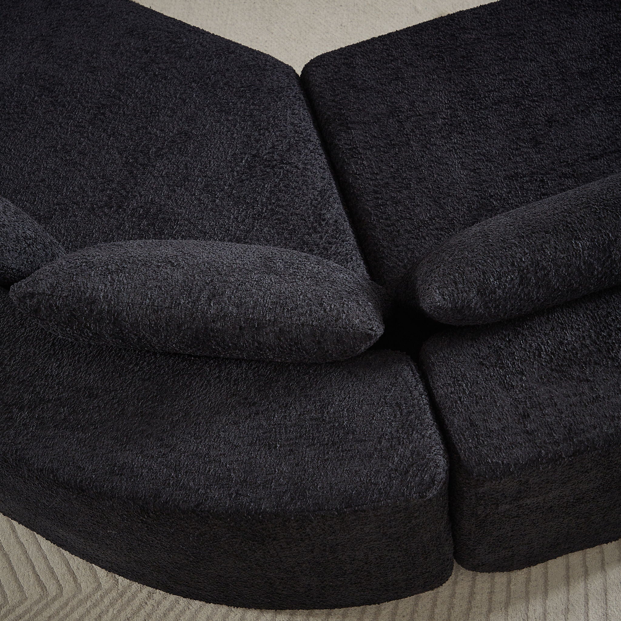 Modular Sectional Sofa With 6 Pillows And 4 Curved Footstools For Living Rooms - Black