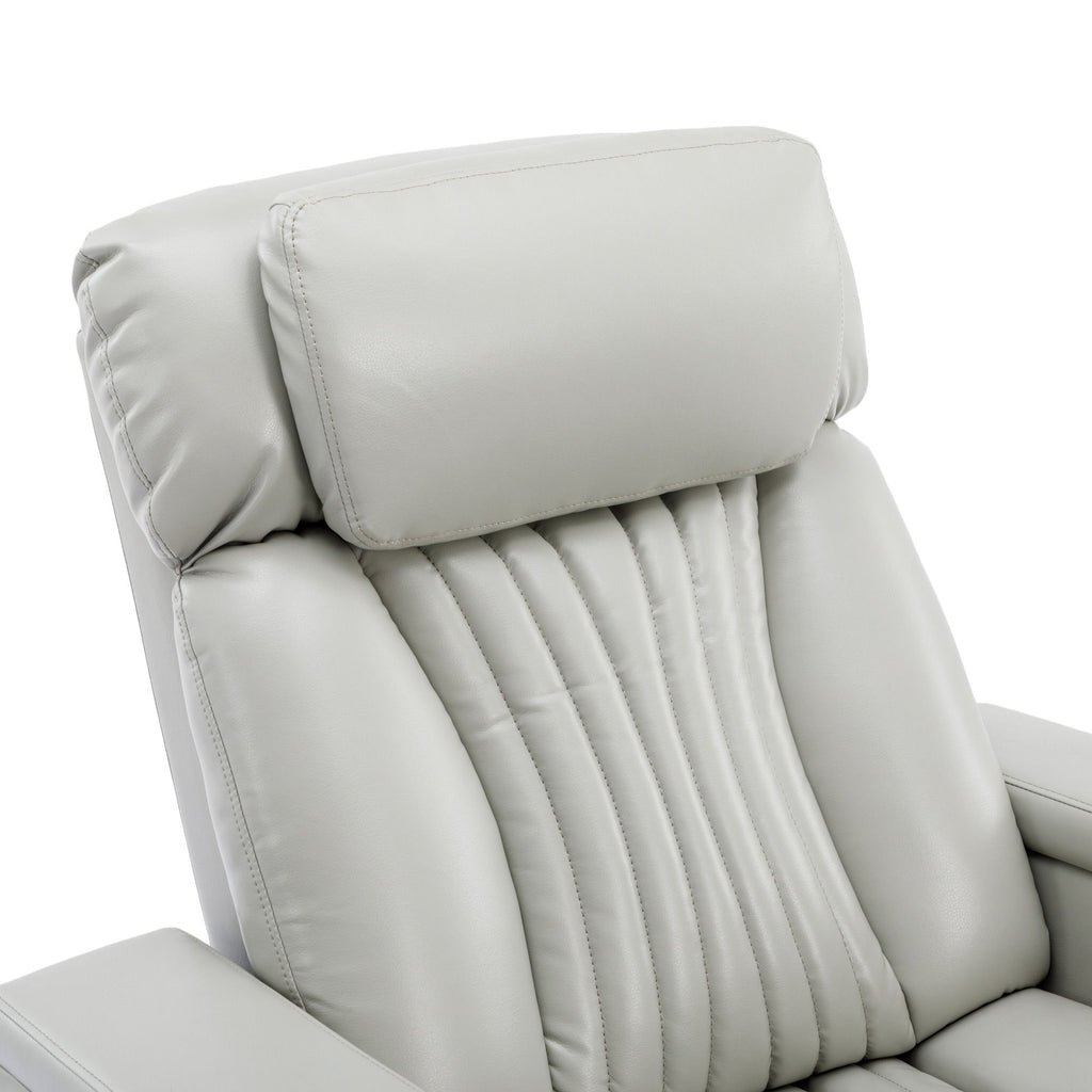 270° Power Swivel Recliner Home Theater Chair With Hidden Arm Storage, LED Light, Cup Holder, And Tray Table