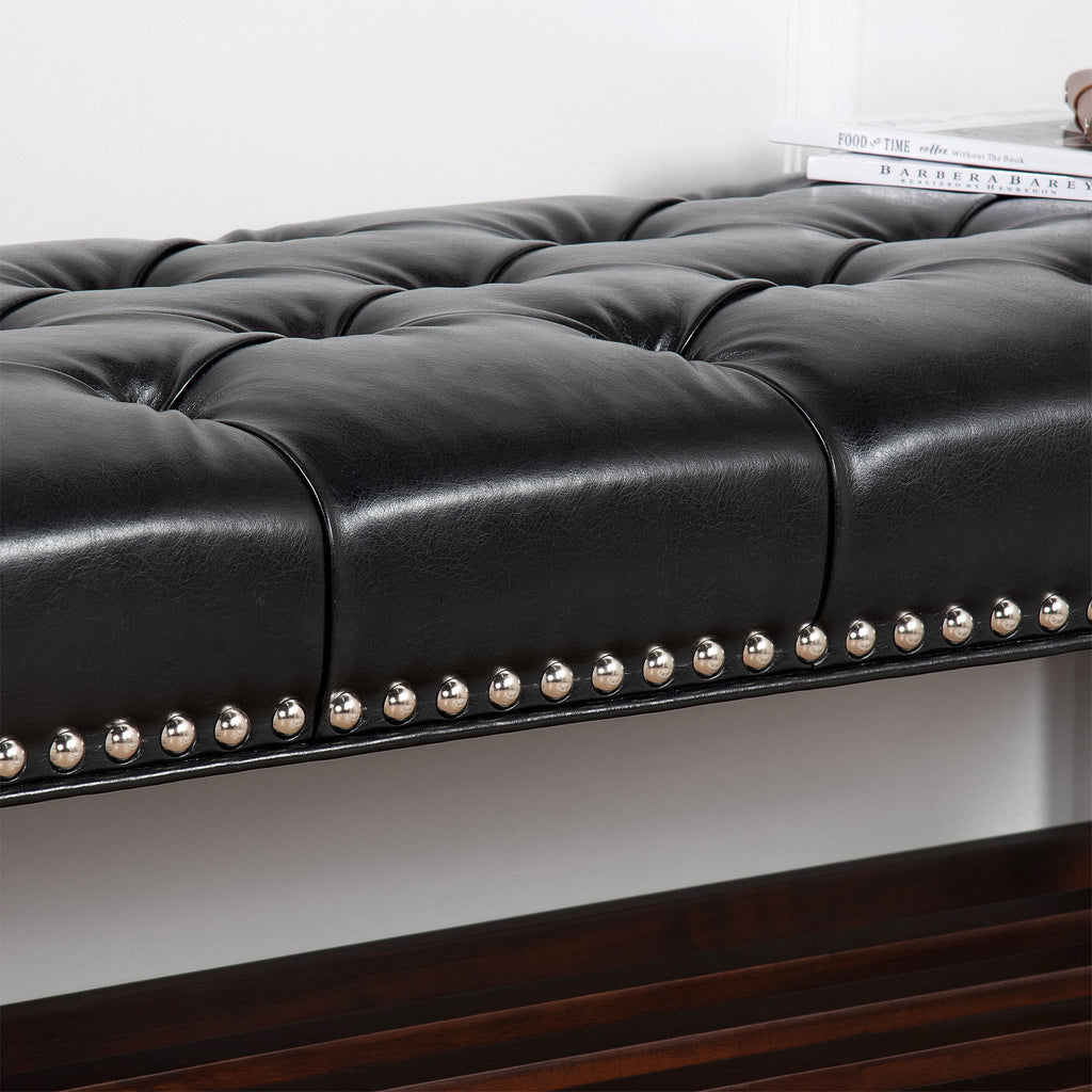 Bedroom End Of Bed Bench Tufted Upholstered End Of Bed Bench End Of Bed Entrance Shoe Bench With Nailhead Trim And Shelf Bedroom Upholstered Bench Living Room Shoe Rack Footstool