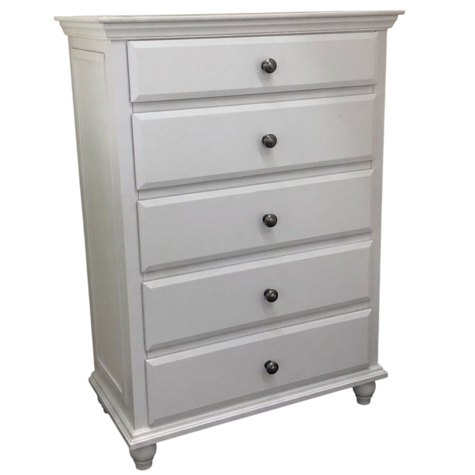 1 Piece Chest 5 Drawers Knob Handles Bedroom Furniture - White