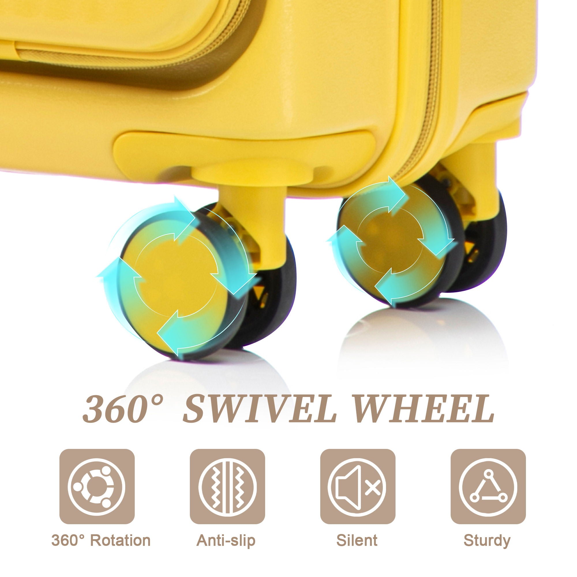 Luggage Set With Cosmetic Case, Combination Lock, Front Opening Design