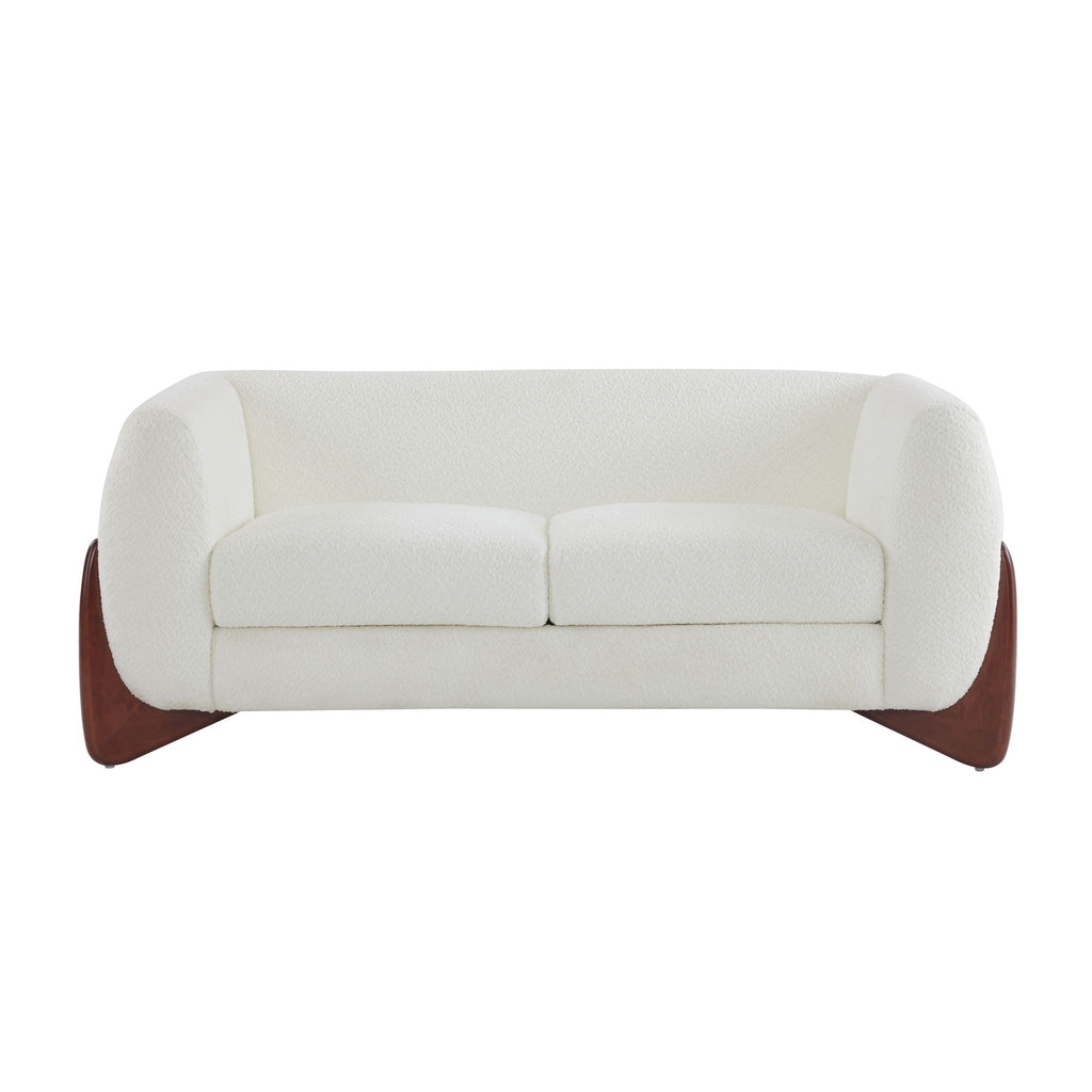 Contemporary Boucle Sherpa Sofa With Birch Wood Legs