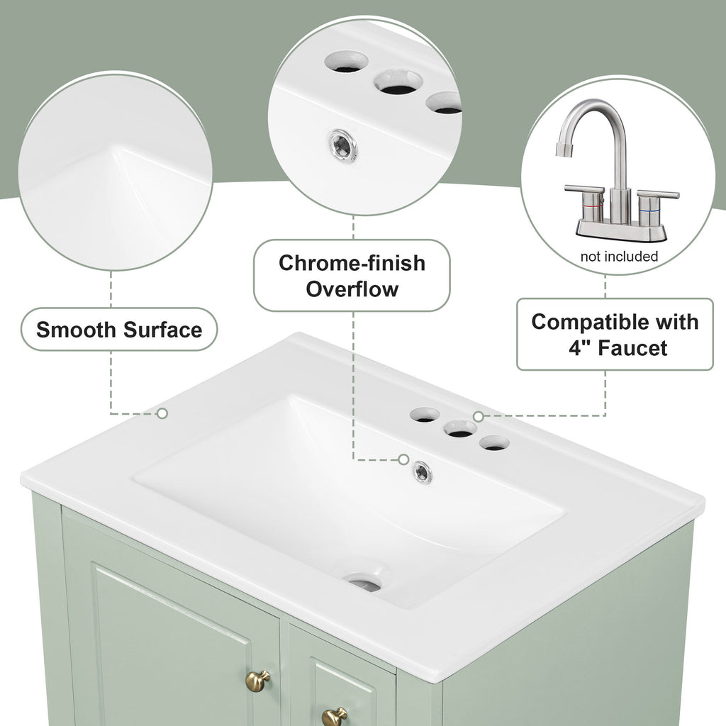 Modern Bathroom Vanity With Sink, Freestanding Cabinet With Drawers And Storage Shelves