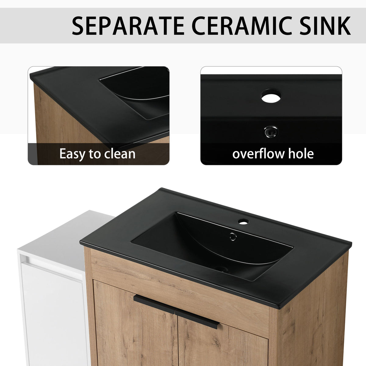 Freestanding Bathroom Vanity & Sink And Storage Cabinets, Soft Closing Doors