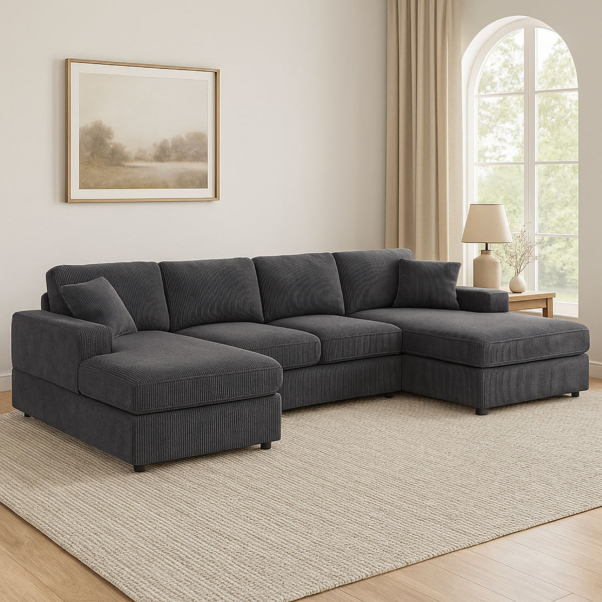 3 Piece Double Chaise Sectional Sofa