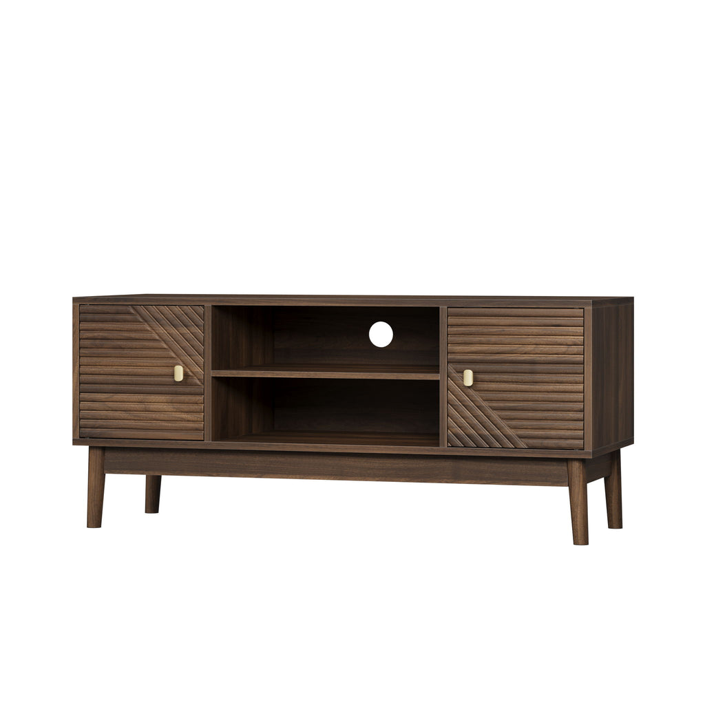 TV Stand, Entertainment Center With Storage, Media Console Table For Living Room - Walnut