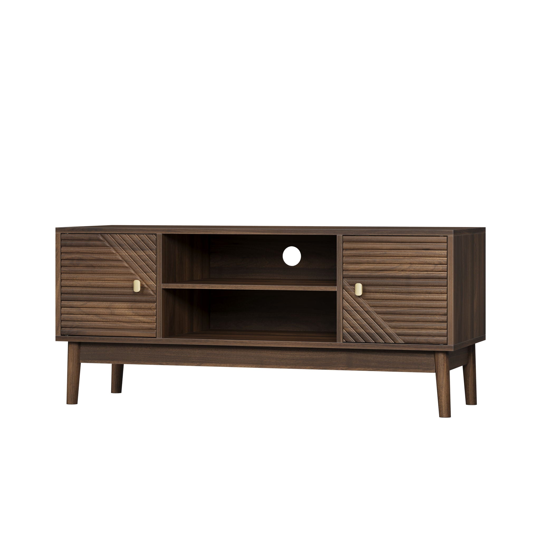 TV Stand, Entertainment Center With Storage, Media Console Table For Living Room - Walnut