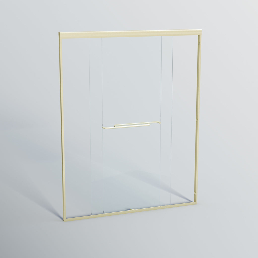 Double Sliding Shower Door, Semi-Frameless Bypass Bathroom Sliding Door With 1/4" (6 Mm) Tempered Glass For Walk-In Shower