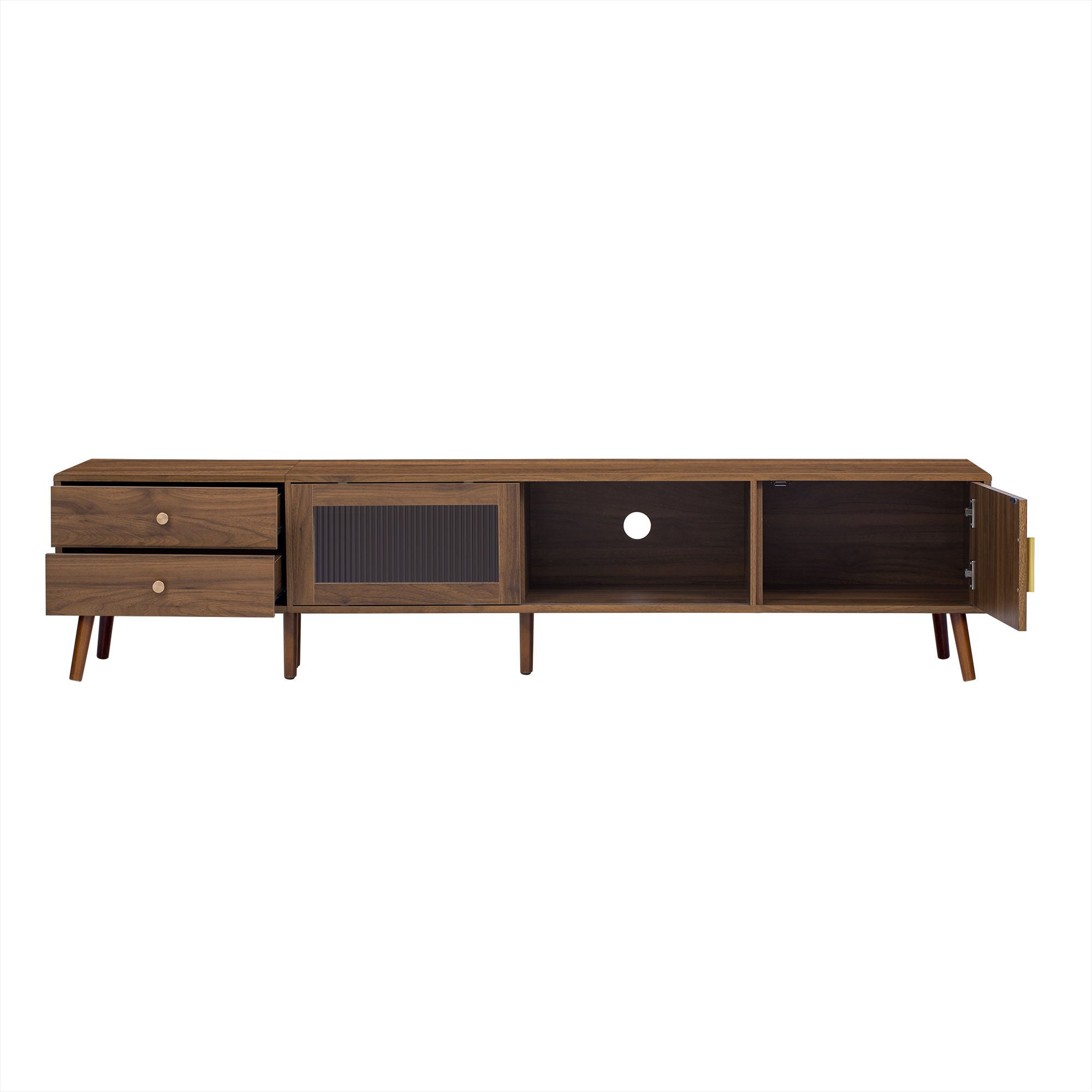 76" TV Stand, Entertainment Center With Storage Cabinets, TV Media Console Table For Living Room - Natural