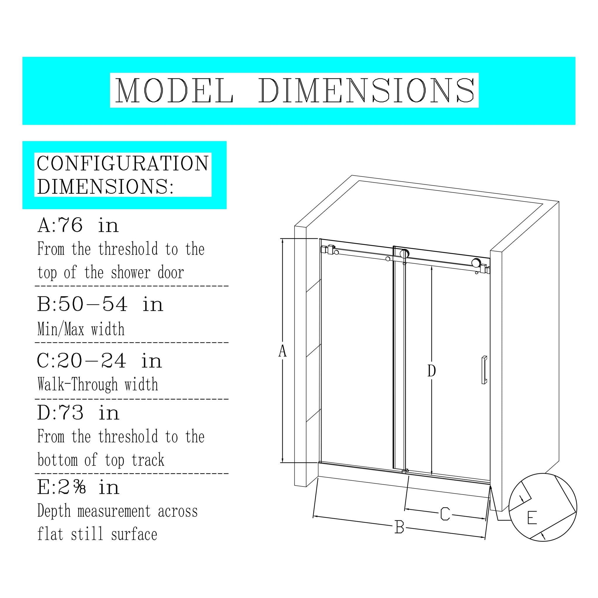 Frameless Single Sliding Shower Door, Sgcc Tempered Glass, Reversible