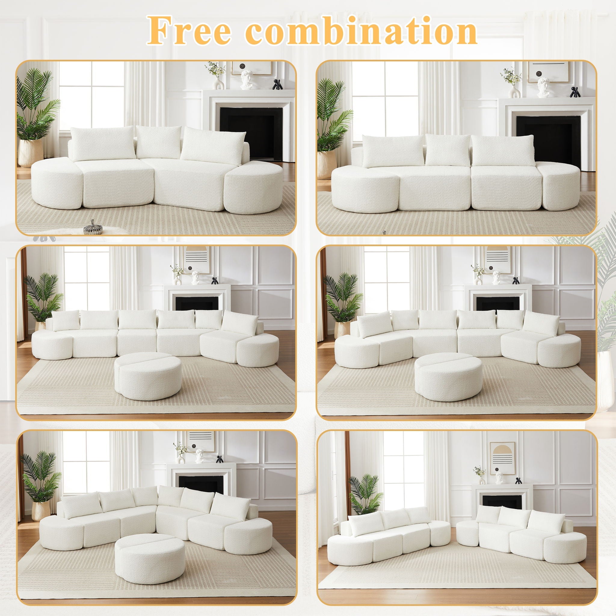 V - Shaped Modular Sofa Set With 3 Pillow
