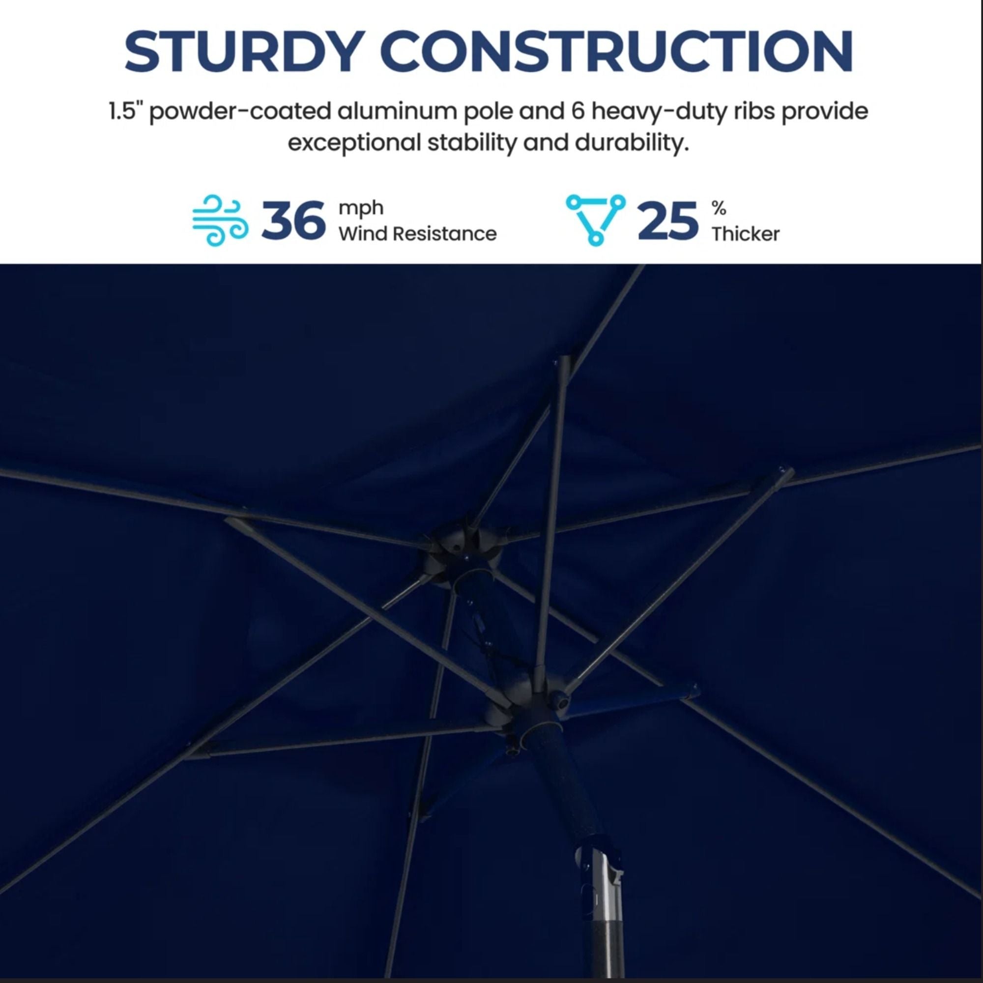 Umbrella With Crank Lift & Tilt, UV-Resistant Canopy For Patio